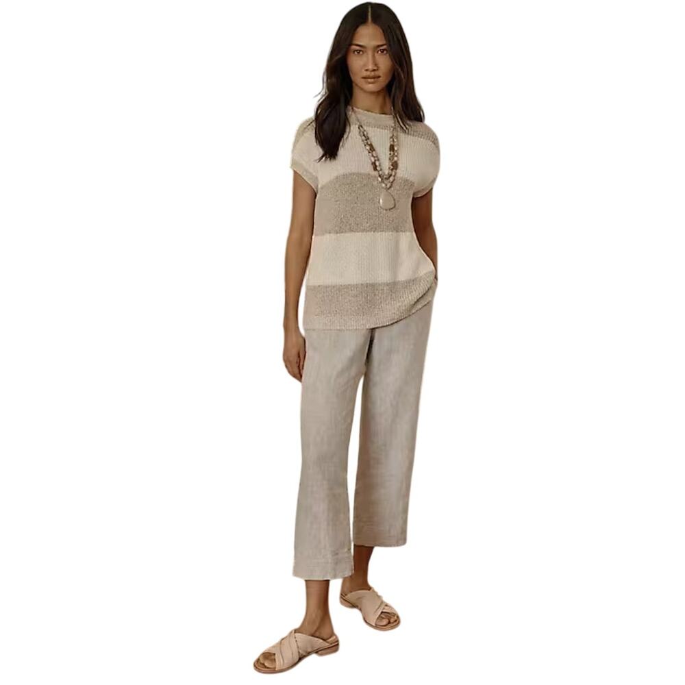 J Jill Linen Blend Cropped Wide Leg Pants Sz Medium